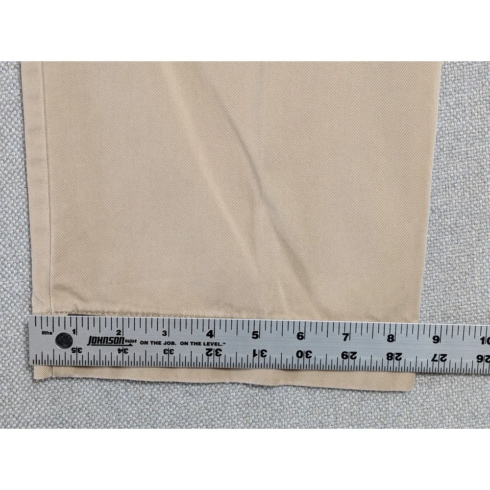 Polo Ralph Lauren Men's 34x32 Khaki Chino Pants Cotton Flat Front Prep Office